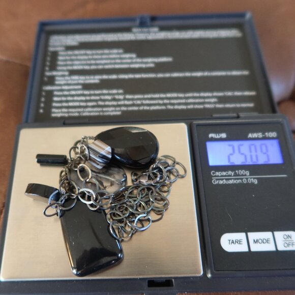 Black onyx beads and sterling silver Sherzada necklace pendant up to 18.25" - Picture 12 of 13